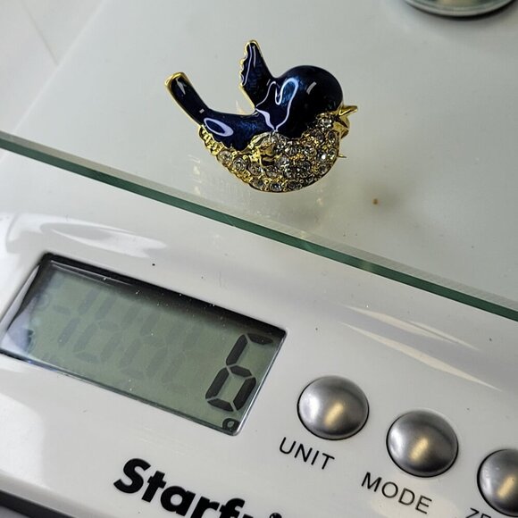 Tiny Blue Bird Brooch - Picture 6 of 6